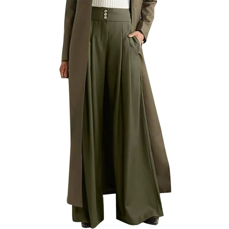 Outfmvch women's pants High Waist Wide Leg Pleated Pockets pants for women cargo pants | Walmart (US)