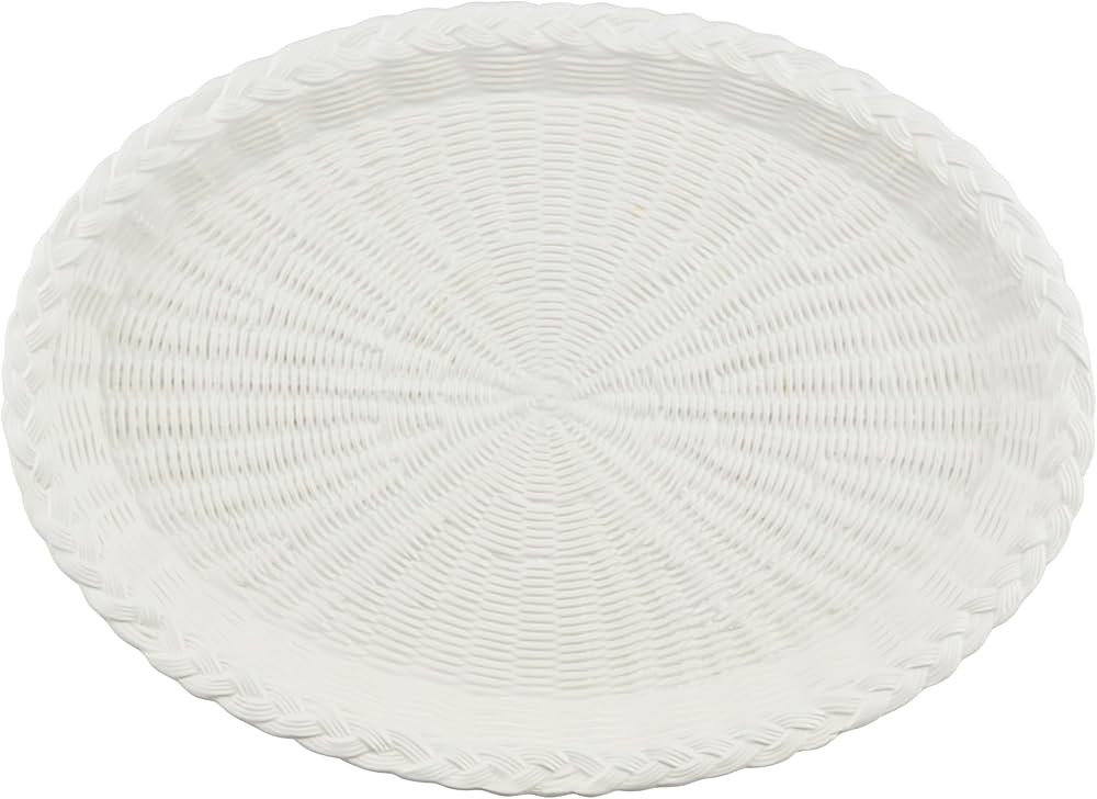 Mud Pie 12 1/2" x 17" Woven Ceramic Platter, White | Amazon (US)
