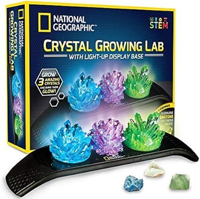 NATIONAL GEOGRAPHIC Crystal Growing Kit - 3 Vibrant Colored Crystals to Grow with Light-Up Displa... | Amazon (US)