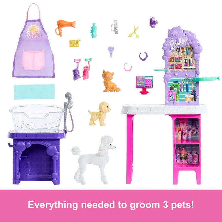 Barbie World Paw Spa Playset with 3 Pets, Wash and Groom Stations [Walmart Exclusive] | Walmart (US)