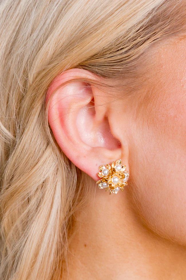 Floral Pearl Cluster Earrings SALE | Pink Lily
