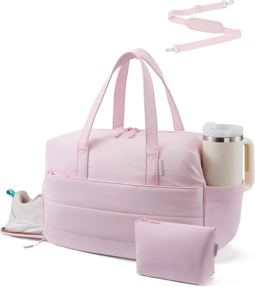 LOVEVOOK Small Gym Bag for Women with Large Tumbler Holder Pocket, Carry on Weekender Travel Duff... | Amazon (US)