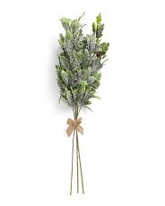 Set Of 3 Frosted Holly Leaves Stems | Marshalls