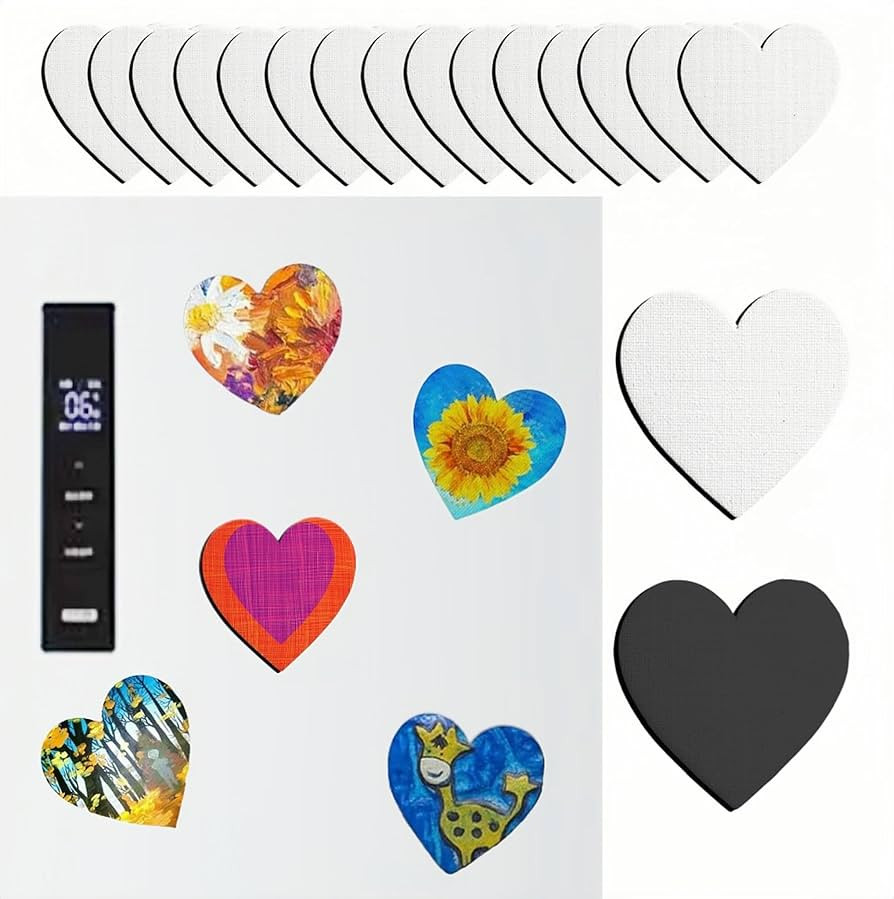 15Pcs Heart Mini Canvas Boards for Painting Magnetic Small Canvases Boards DIY Decorative Fridge ... | Amazon (US)