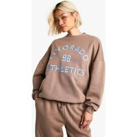 Womens Colorado Athletics Embroidered Crew Neck Oversized Sweatshirt - Beige - S | boohoo (US & Canada)