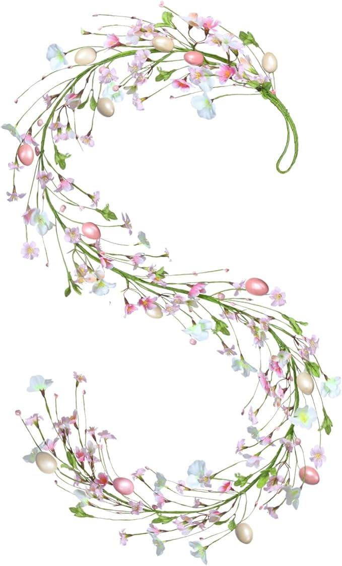 Super Holiday Easter Garland, 6FT Artificial Easter Pink Egg Flower Berry Garland Decorations, fo... | Amazon (US)