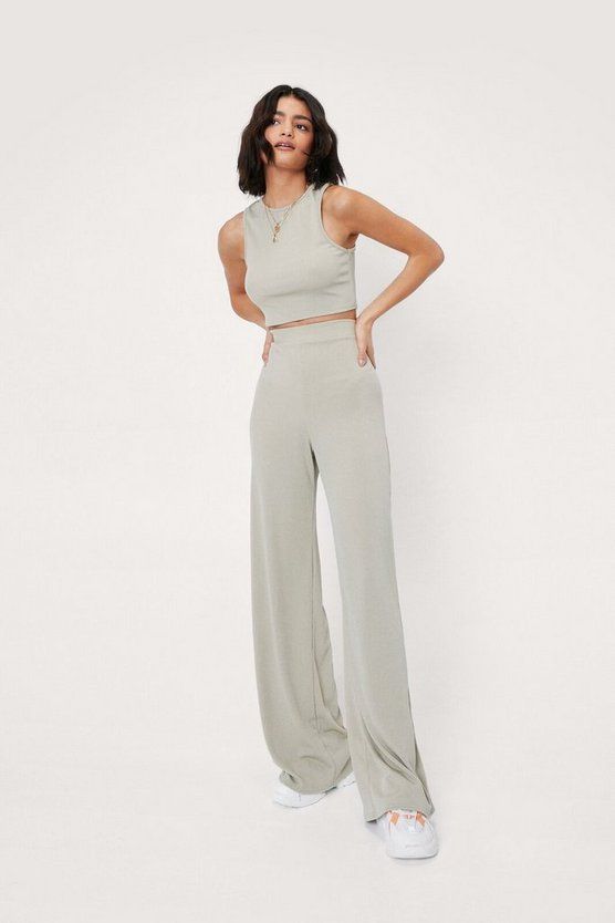 Crop Tank Top and Wide Leg Pants Set | Nasty Gal (US)