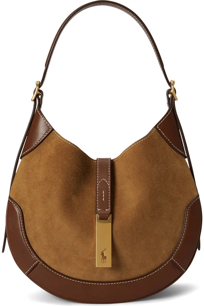Polo Ralph Lauren Small Polo ID Suede & Leather Shoulder Bag (Women) | Nordstrom | Nordstrom