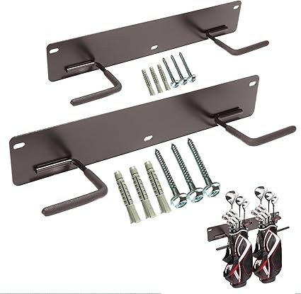 Golf Bag Wall Mount Holder-Golf Bag Holder for Garage,Golf Bag Storage Rack with PVC Rubber Hooks... | Amazon (US)