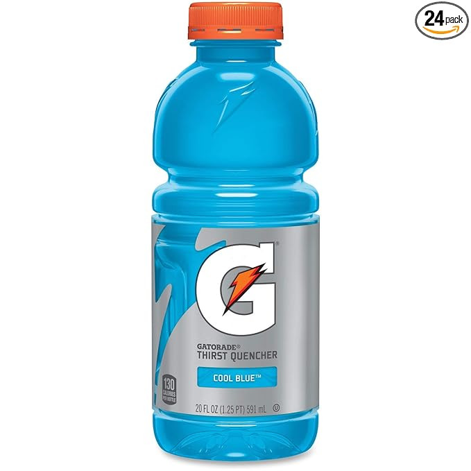 Gatorade Sport Drink Cooling Blue Raspberry, 20-Ounce Wide MouthBottles (Pack of 24) | Amazon (US)