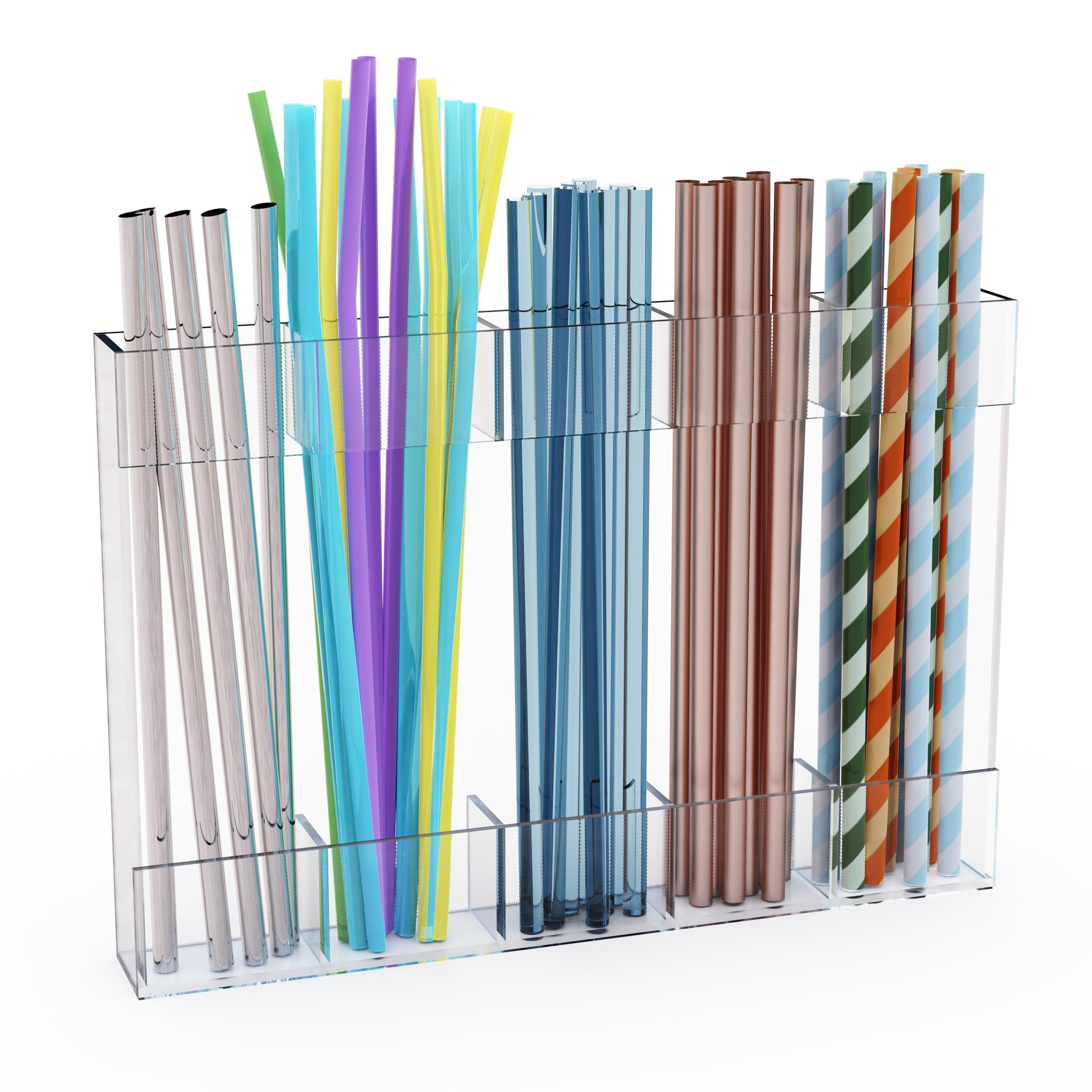 Upgraded 9.6'' Large Acrylic Straw Holder for Cabinet Door, Space-Saving Straw Organizer Storage ... | Amazon (US)
