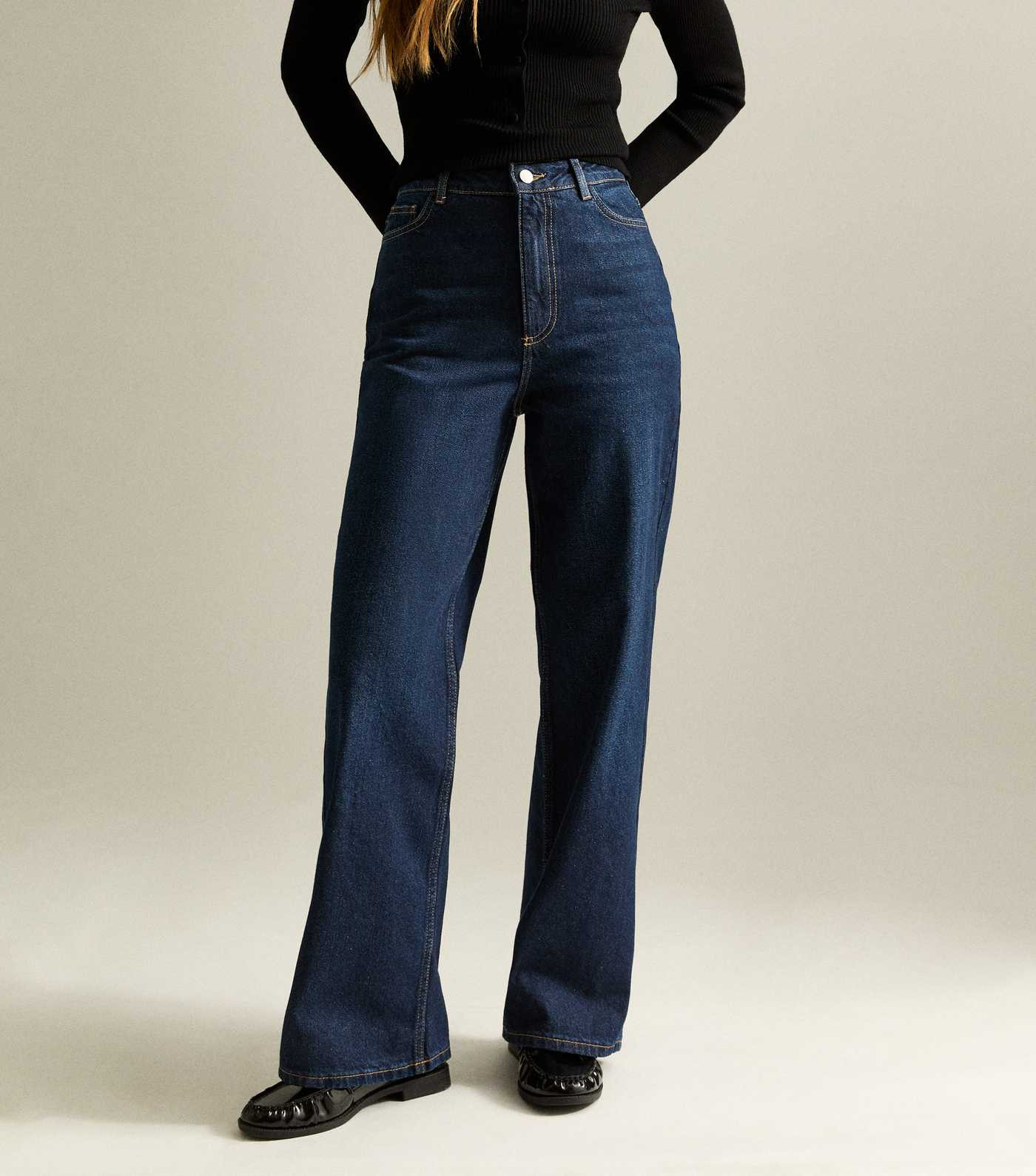 Dark Blue Adalae High Waisted Wide Leg Jeans | New Look | New Look (UK)