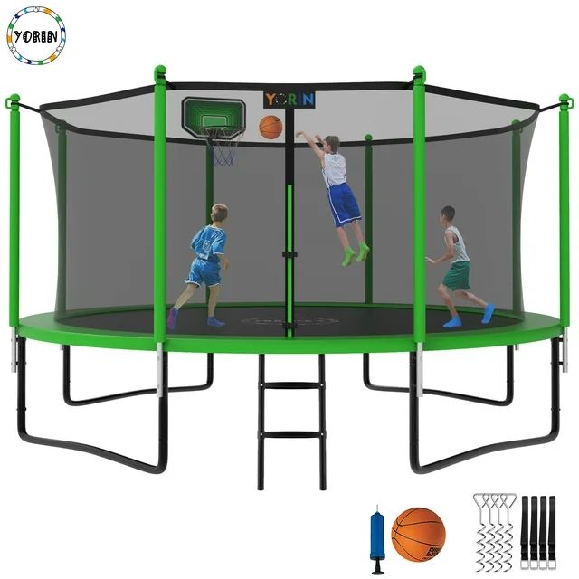 YORIN 1200LBS 12FT 14FT 15FT Trampoline for Kids Adults, Trampoline with Safety Enclosure Net, Ba... | Walmart (US)