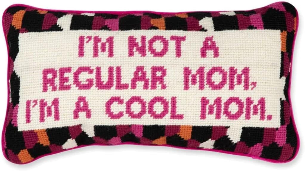 FURBISH Needlepoint Decorative Throw Pillow - Cool Mom - 8” x 14” - Small Embroidered Accent ... | Amazon (US)