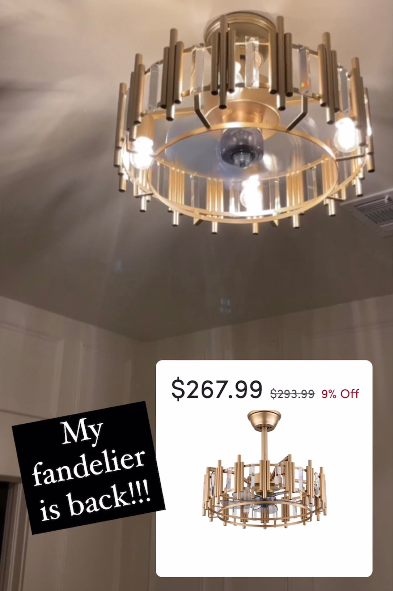I am so excited that my fandelier (fan and chandelier) is back in stock! Gold light, gold chandelier, crystal chandelier, bedroom, lighting, bedroom, chandelier, modern, transitional, farmhouse, guest room, primary bedroom, master bedroom, nursery, kids, room, boy, bedroom, girl bedroom  

#LTKstyletip #LTKsalealert #LTKhome