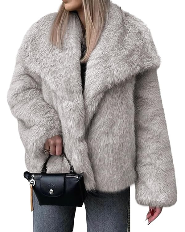 Cicy Bell Womens Faux Fur Coat Winter Shaggy Casual Oversized Lapel Jackets Warm Fuzzy Outerwear | Amazon (US)
