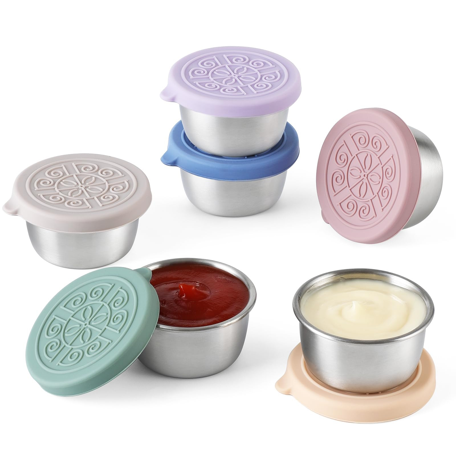 [6 Pack] Salad Dressing To Go Containers, 1.6 oz Small Stainless Steel Sauce Cups With Leakproof ... | Amazon (US)