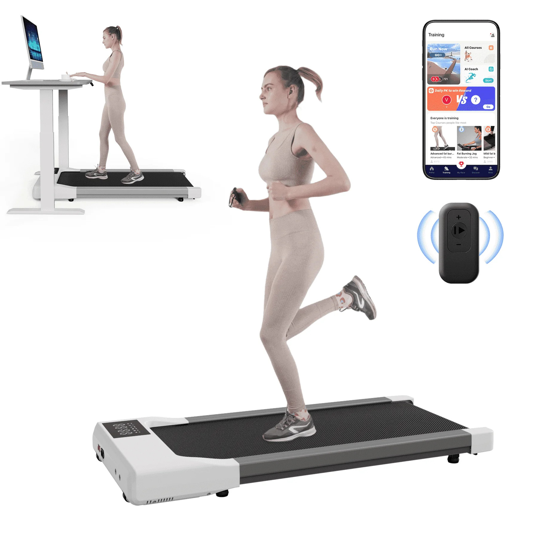 SSPHPPLIE Walking Pad 300lb,Under Desk Treadmillwith Remote Control ,2 in 1 Portable Walking Pad ... | Walmart (US)