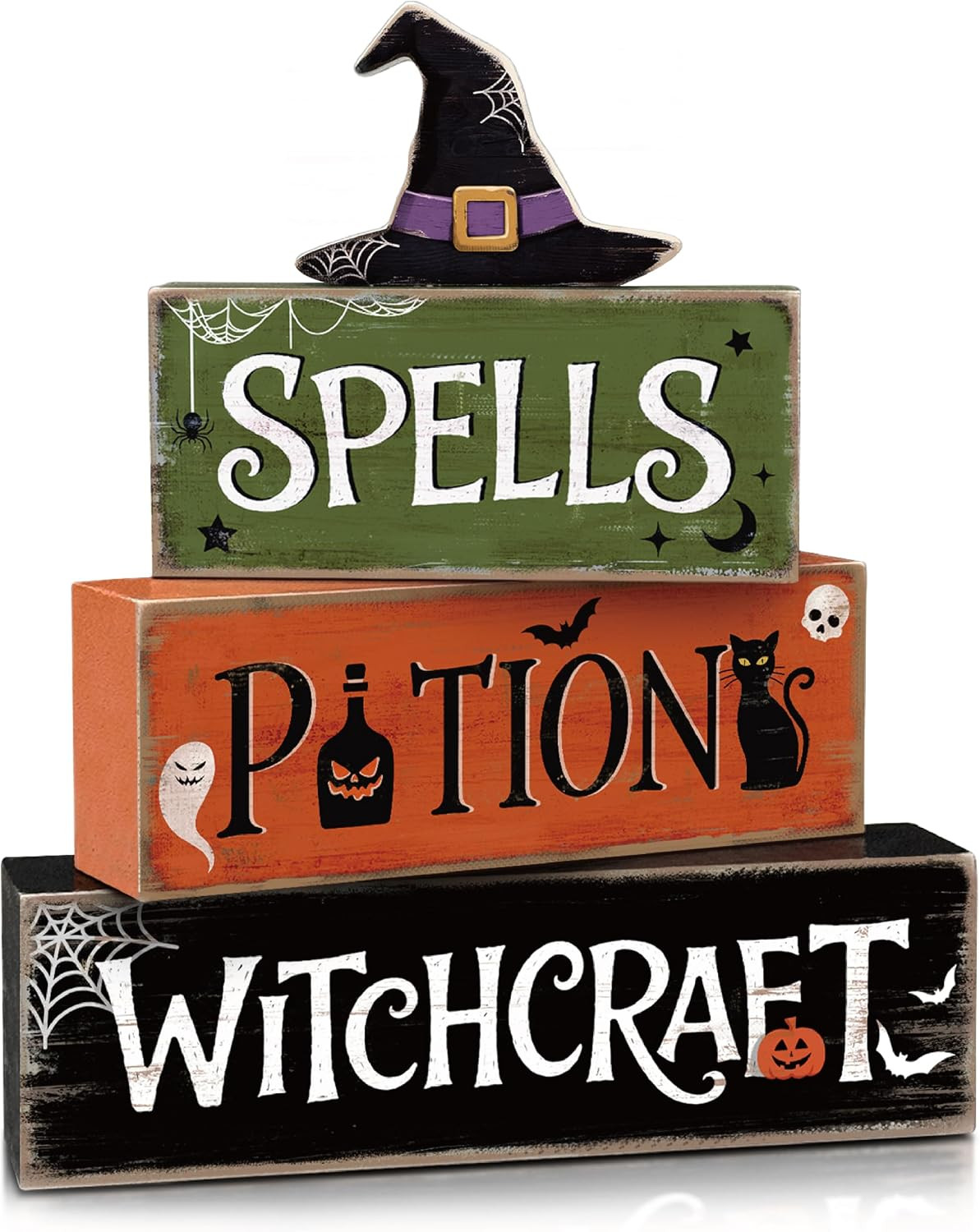 4 Pcs Hocus Pocus Decor, Vintage Halloween Decorations Indoor Table Sign | Amazon (US)