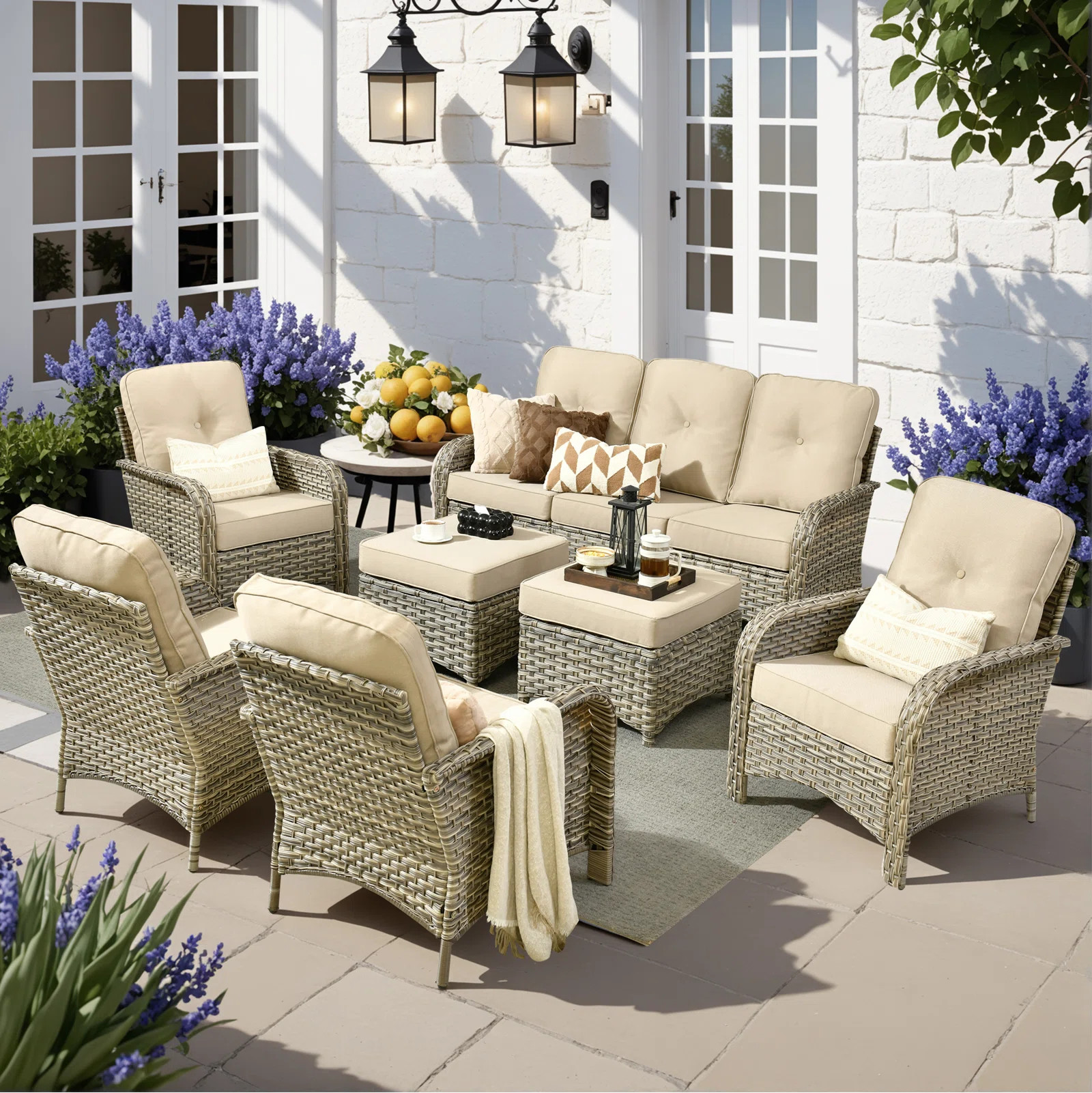 Winston Porter 6 - Piece Wicker Outdoor Patio Furniture Set with Cushions and Ottomans | Wayfair | Wayfair North America