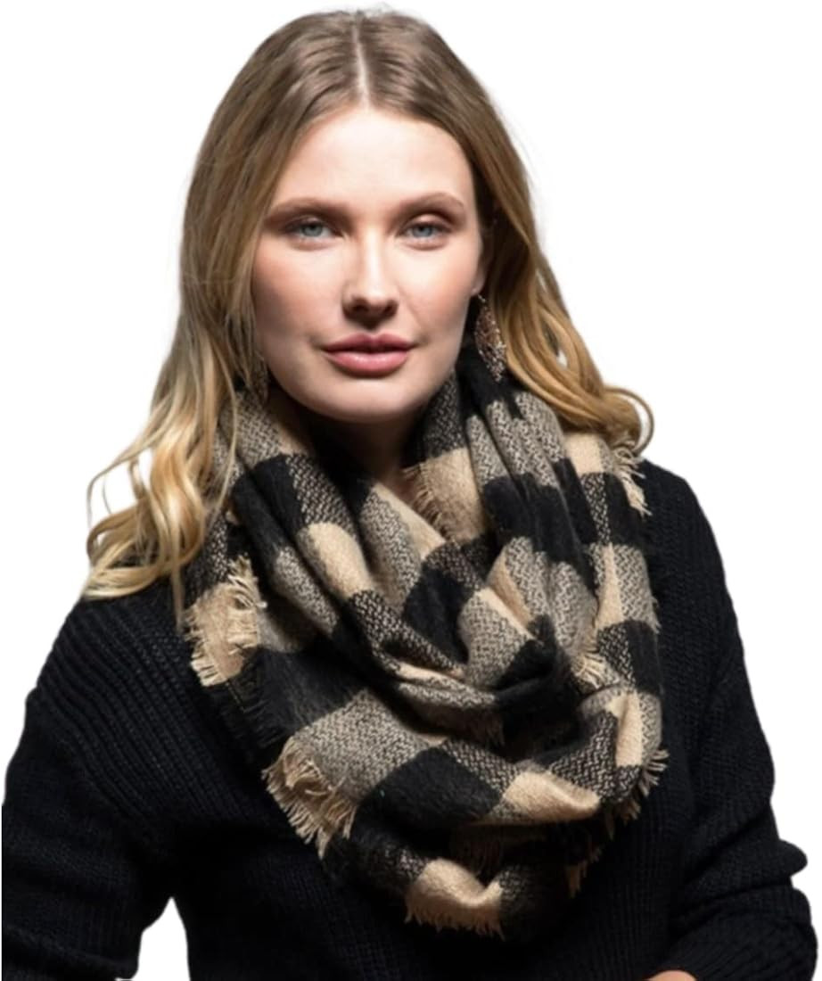 Roll Up Women's Plaid Tartan Check Check infinity Scarf Scarves for Holidays | Amazon (US)