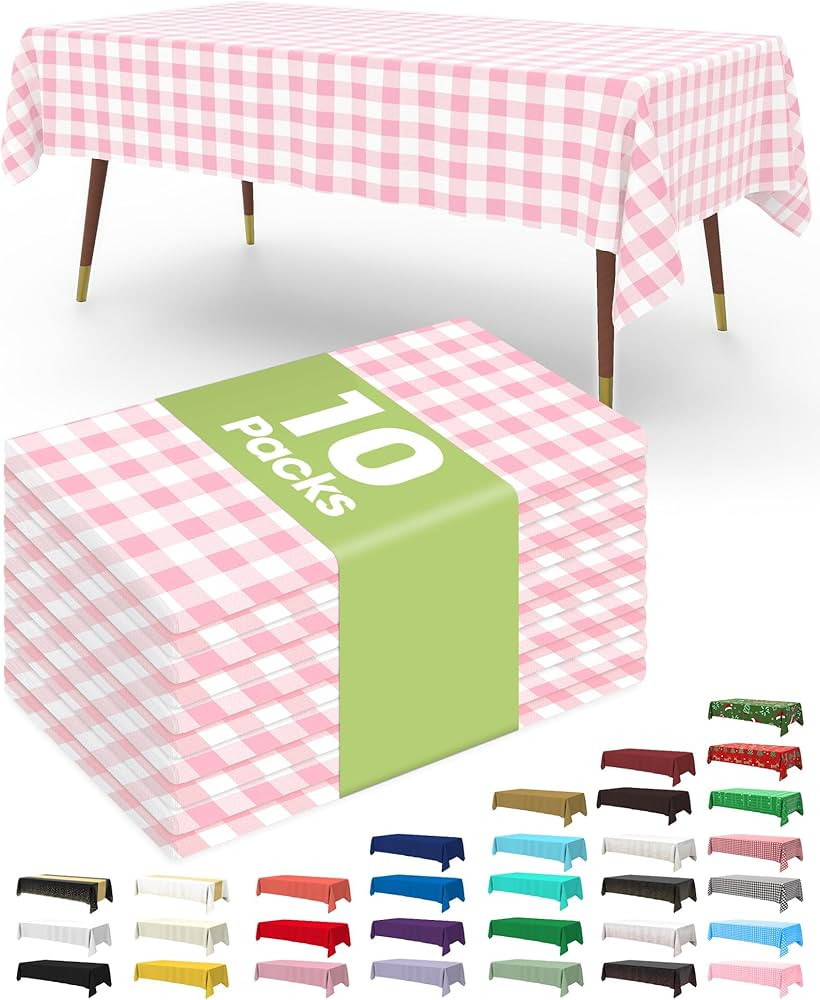 Pureegg Plastic Table Cloth Disposable 10 Pack, 54 x 108 Inch Table Cloths, Party, Picnic, Decora... | Amazon (US)