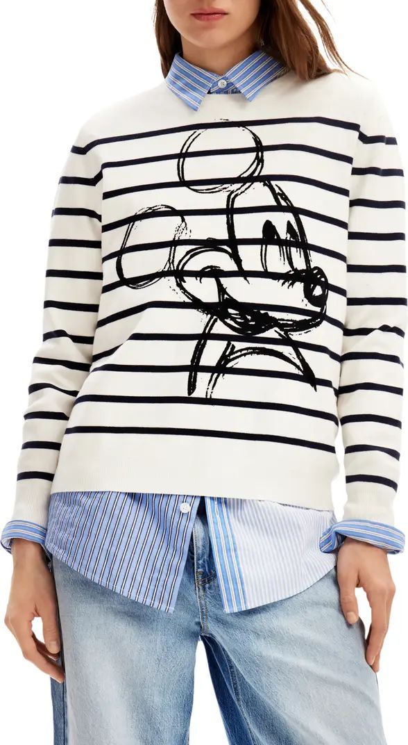Jers My Mickey Mouse Stripe Crewneck Sweater | Nordstrom