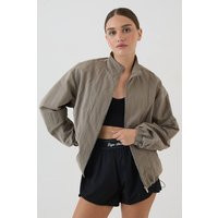 DSGN Studio Women's Peached Funnel Neck Jacket in Khaki | Size: XS | Polyurethane | boohoo (US & Canada)