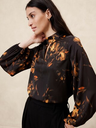 Keyhole Mock-Neck Blouse | Banana Republic Factory