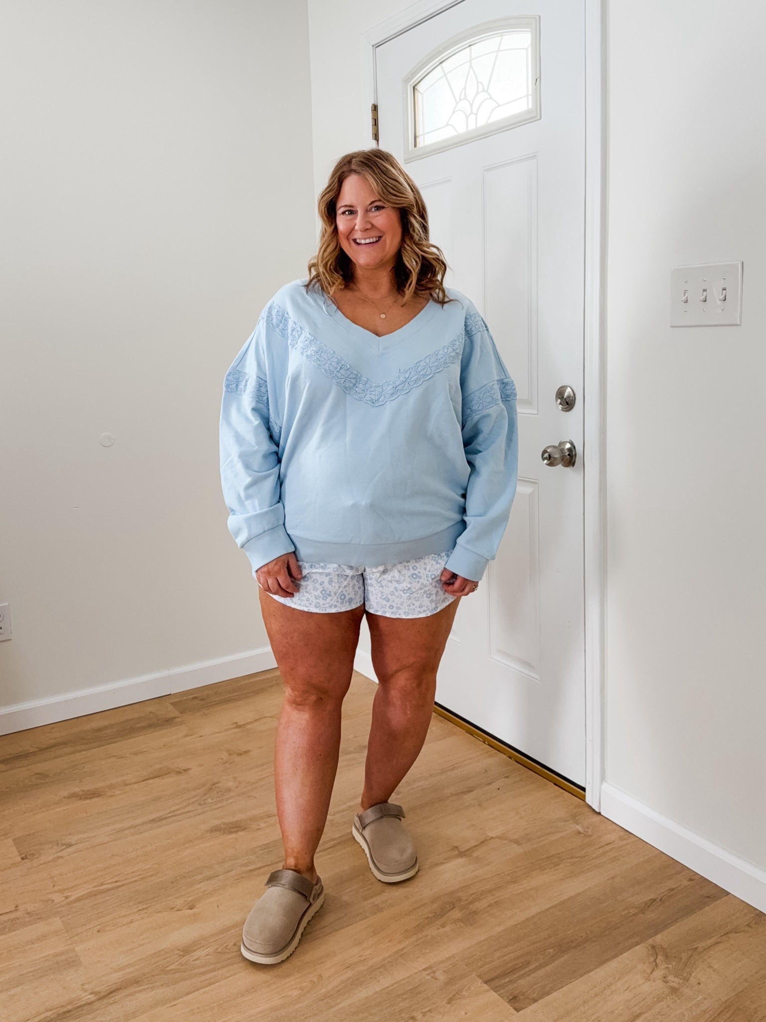 Both my crochet detail sweatshirt and printed athletic shorts are on sale today!!

#LTKSaleAlert #LTKActive #LTKMidsize