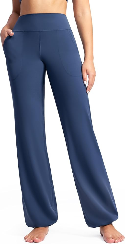 POSHDIVAH Women's Creamluxe Elastic Bottoms Straight Leg Sweatpants High Waisted Yoga Athletic Jo... | Amazon (US)