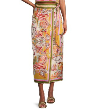 Clio Pink Scarf Print Coordinating Satin Skirt | Dillard's