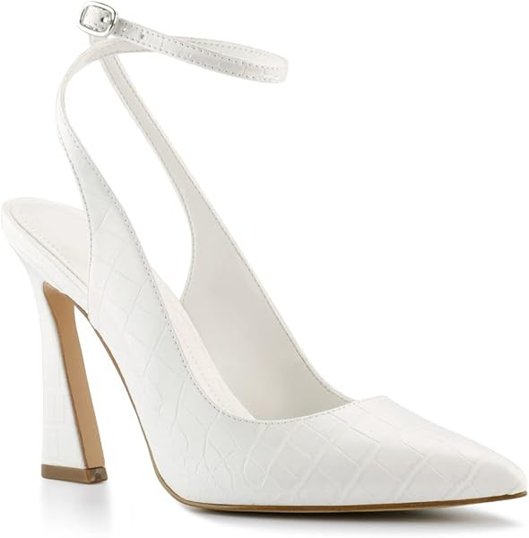 Womens Closed Toe Ankle Strap Heels Pointed Toe Pumps Shoes Slingback High Heel Wedding Dress Shoes | Amazon (US)