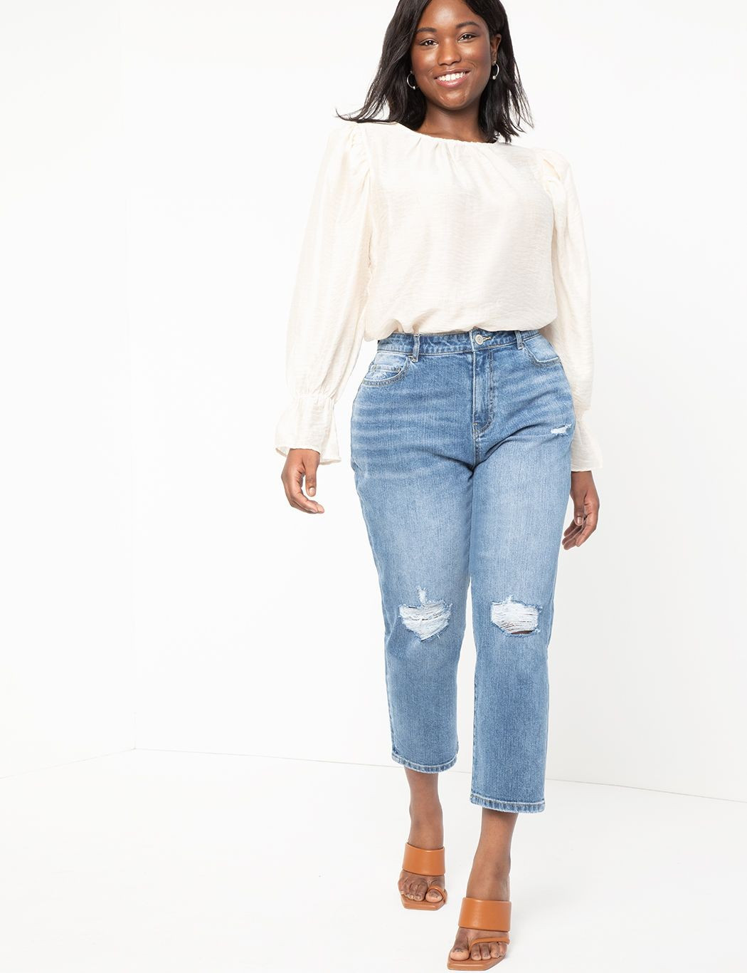 Viola Fit Stretch Denim Mom Jean | Eloquii