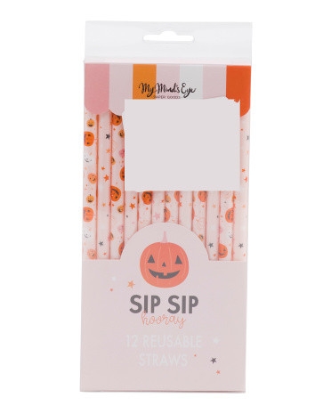 Set Of 12 Pumpkin Reusable Straws | TJ Maxx