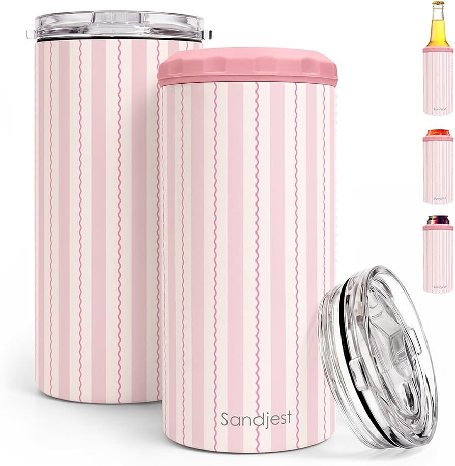 Stripe Can Cooler 12oz - Travel Mug Cups - Stainless Steel Insulated for Women Girl Lovers - Tumb... | Amazon (US)