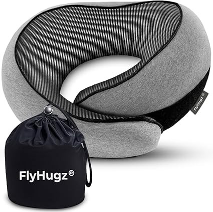 FlyHugz® Neck Travel Pillow | Memory Foam Neck Pillow for Comfort on Airplane | Compact and Ergo... | Amazon (US)