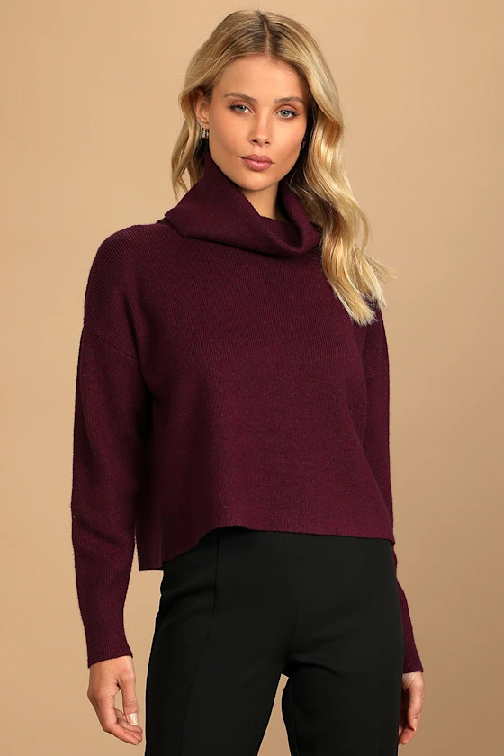 Let's Cuddle Plum Purple Cowl Neck Sweater | Lulus (US)