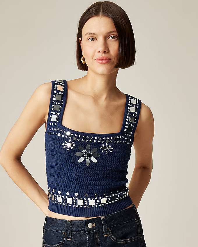 Sweater-tank with hand-embellished mirrors | J. Crew US