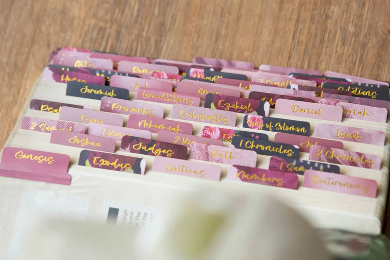 Bible Tabs | Laminated Bible Tabs With Adhesive | Books of the Bible Tabs | Pretty Bible Tab | Gi... | Etsy (US)