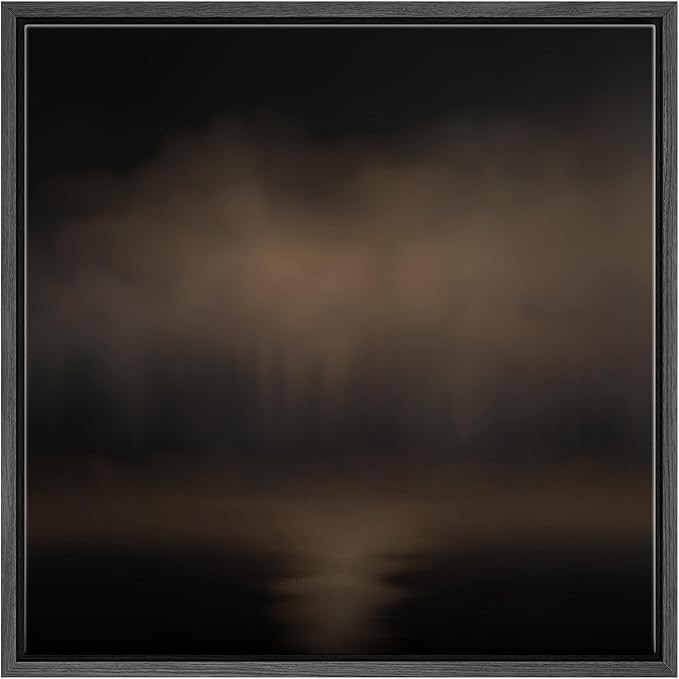 SIGNFORD Framed Canvas Print Wall Art Ethereal Forest Mist Moody Brown Glow Illustrations Rustic ... | Amazon (US)