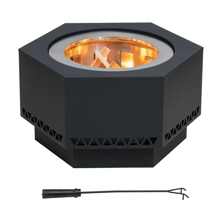 Sunjoy Fire Pit Smokeless 28 in. Hexagonal Outdoor Fire Pit, Patio Wood Burning Smokeless Firepit... | Walmart (US)