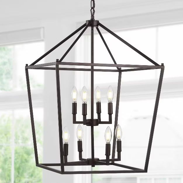 20" Metal Pagoda Lantern Pendant (Includes LED Light Bulb) Black - JONATHAN Y | Target