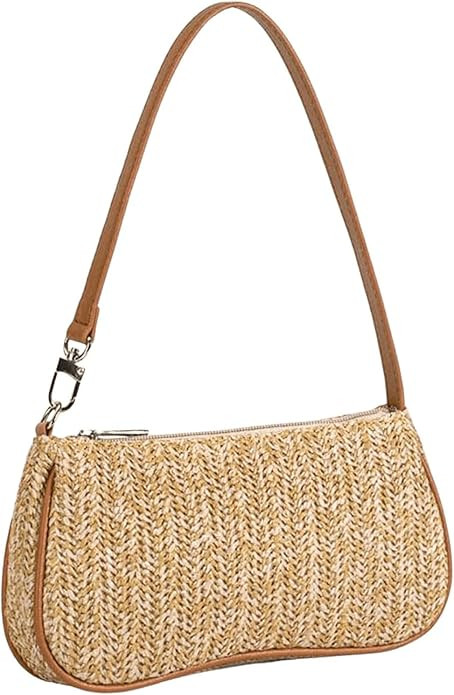 Verdusa Women's Straw Woven Shoulder Bags Zipper Underarm Handbag | Amazon (US)