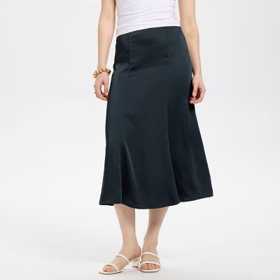Women's Satin Midi Skirt - A New Day™ Black S | Target
