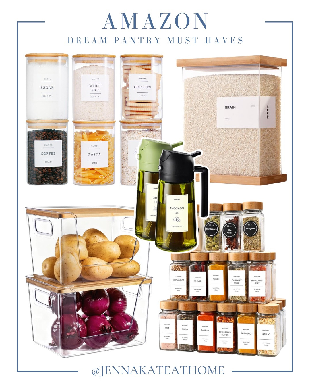 Amazon dream pantry must haves include food storage, oil dispenser, canisters, spice storage.

Pantry must haves, looks for less, kitchen finds

#LTKHome #LTKSeasonal #LTKSaleAlert