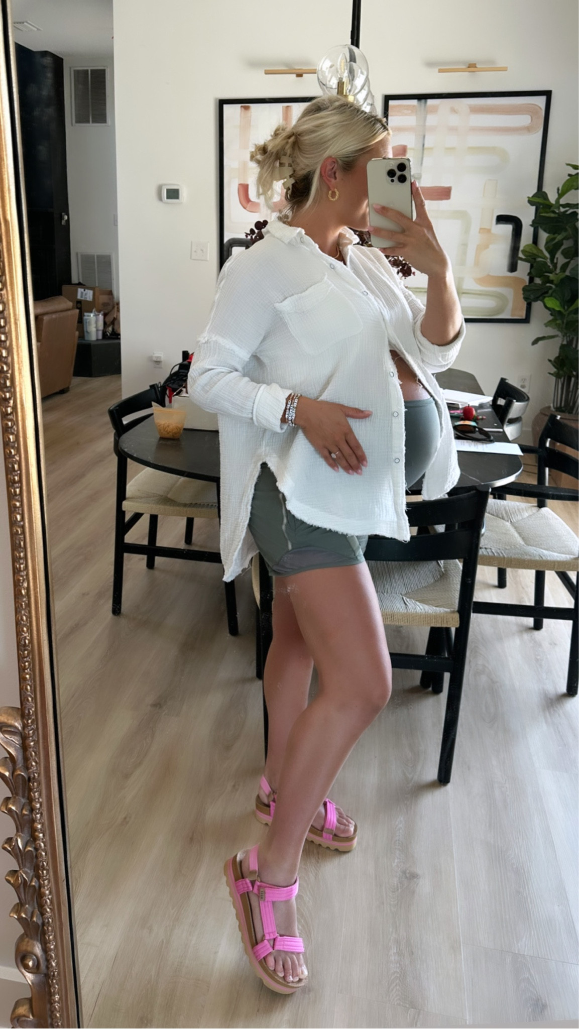 The best amazon maternity shorts, size small! Use code TANNER for 20% off my button up , size small #bumpfriendly 

#LTKbump #LTKbaby #LTKstyletip