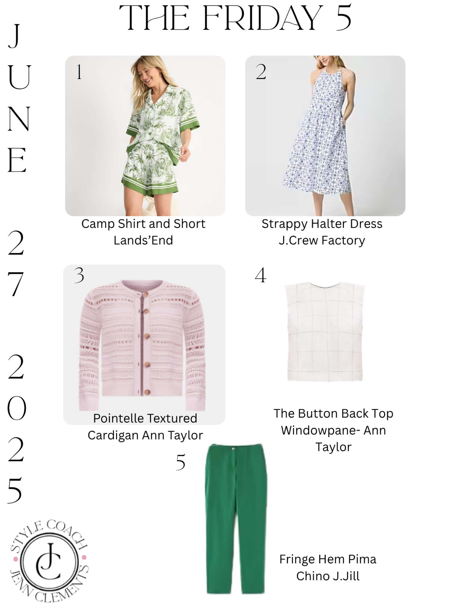 ✨ The Friday 5 is here! ✨
This week’s picks are all about easy summer outfits you can wear on repeat — from a tropical two-piece set to a versatile windowpane top and the perfect pop-of-color pants.
Everything is stylish, comfortable, and remix-ready (you’ll love the outfit ideas inside!).

Tap to shop + see how to style each piece multiple ways ➡️

#fridayfive 

#LTKOver40 #LTKSeasonal #LTKStyleTip