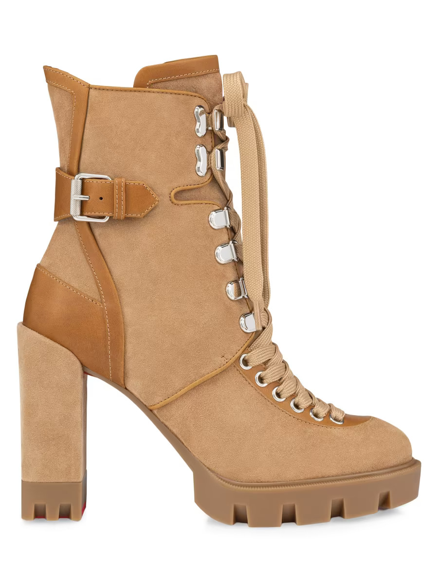 Christian Louboutin Macademia Velvet 100MM Boots | Saks Fifth Avenue | Saks Fifth Avenue