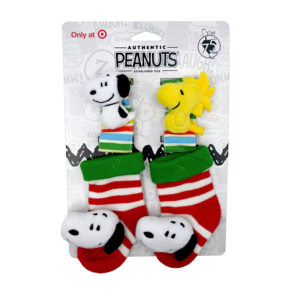 Peanuts Snoopy and Woodstock Holiday Wrist and Foot Rattle Set - 4pc | Target